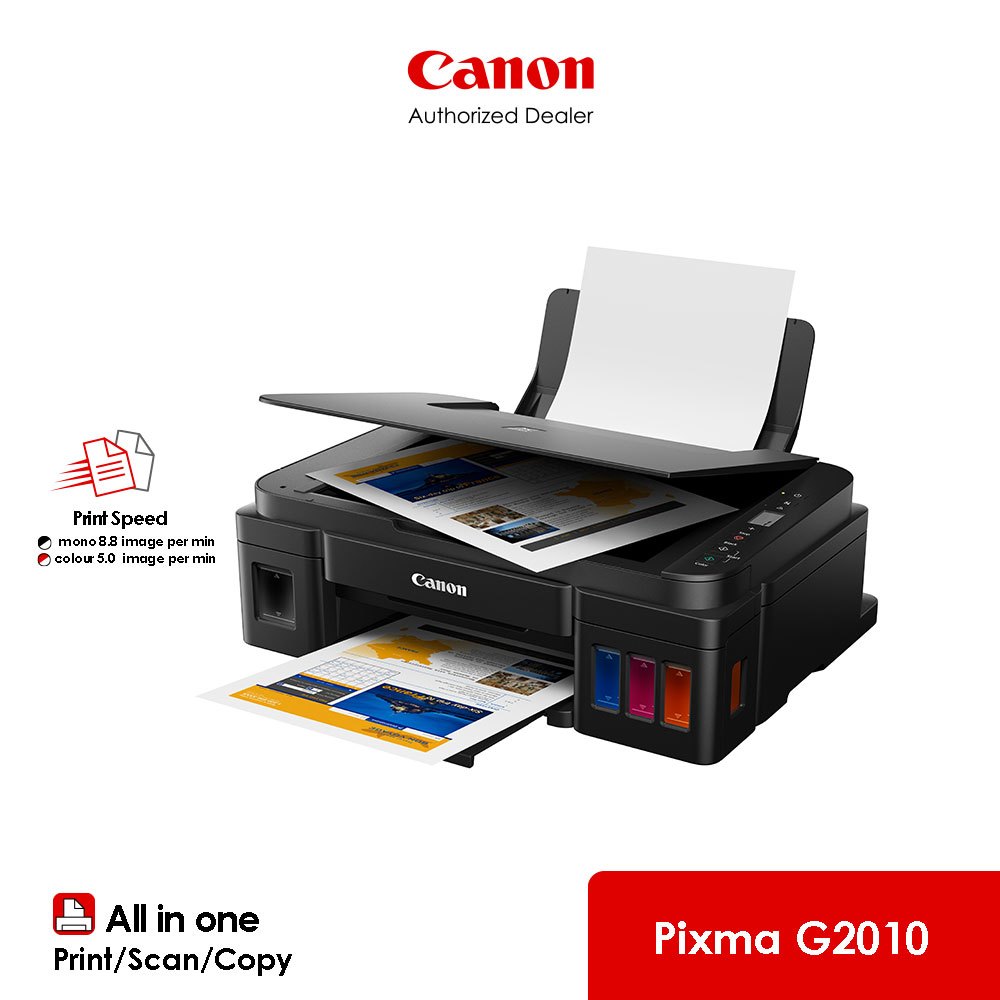 แคนนอน PIXMA G2010 เครื่องพิมพ์อิงค์เจ็ท มัลติฟังก์ชัน พร้อมระบบถังหมึกแยกสี