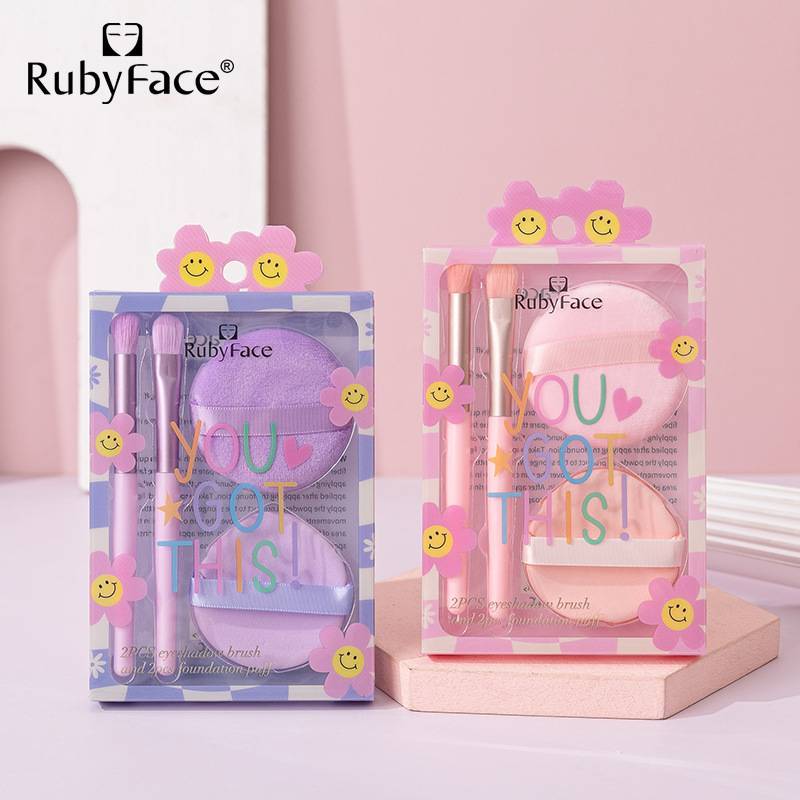 RUBY FACE เซตแต่งหน้า แปรงอายแชโดว์และพัฟรองพื้น [No.MINI02PUFF] พร้อมส่ง