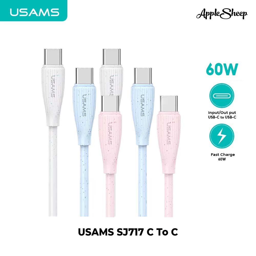 [USAMS SJ716 C To C] สายชาร์จมือถือ Type C-C  Eco-friendly Data Cable สายชาร์จเร็ว 60W Fast Charge Cable ทนทาน แข็งแรง