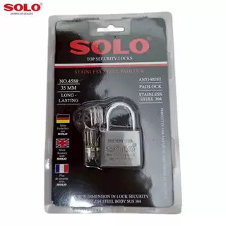 Solo No.4588 กุญแจคล้องสเตนเลส ขนาด 35-40-45-50mm ชนิดหูสั้นและหูยาว