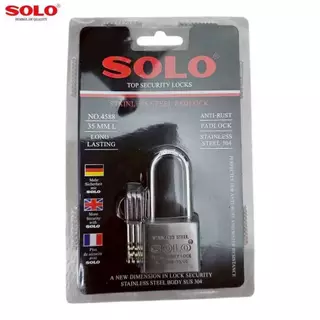 Solo No.4588 กุญแจคล้องสเตนเลส ขนาด 35-40-45-50mm ชนิดหูสั้นและหูยาว