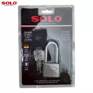 Solo No.4588 กุญแจคล้องสเตนเลส ขนาด 35-40-45-50mm ชนิดหูสั้นและหูยาว