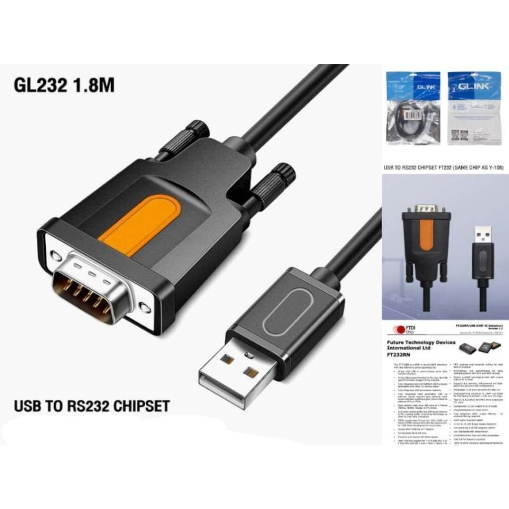 สาย USB2.0 TO RS232 SERILA CABLE  GLINK รุ่น GL-232 สายยาว 1.8M