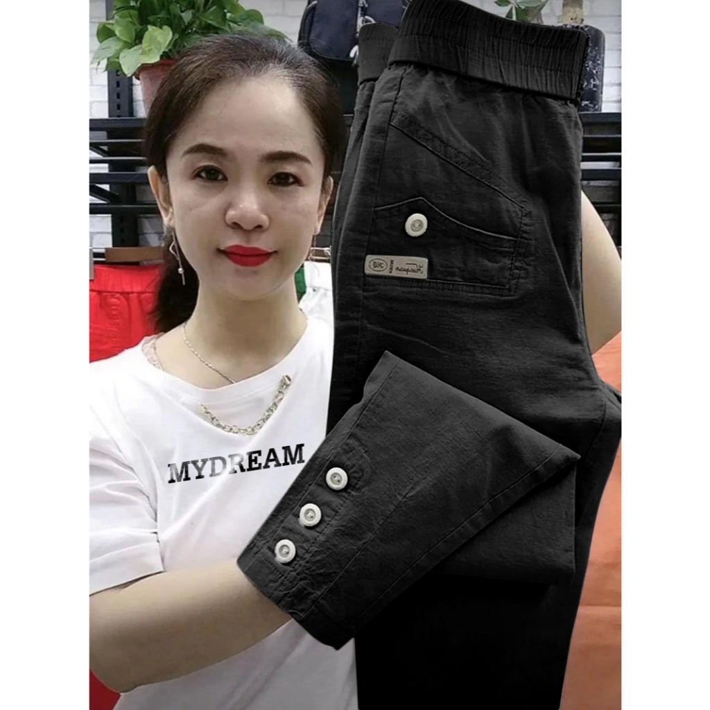 GQ กางเกงขายาวกระดุมสวมใส่สบาย