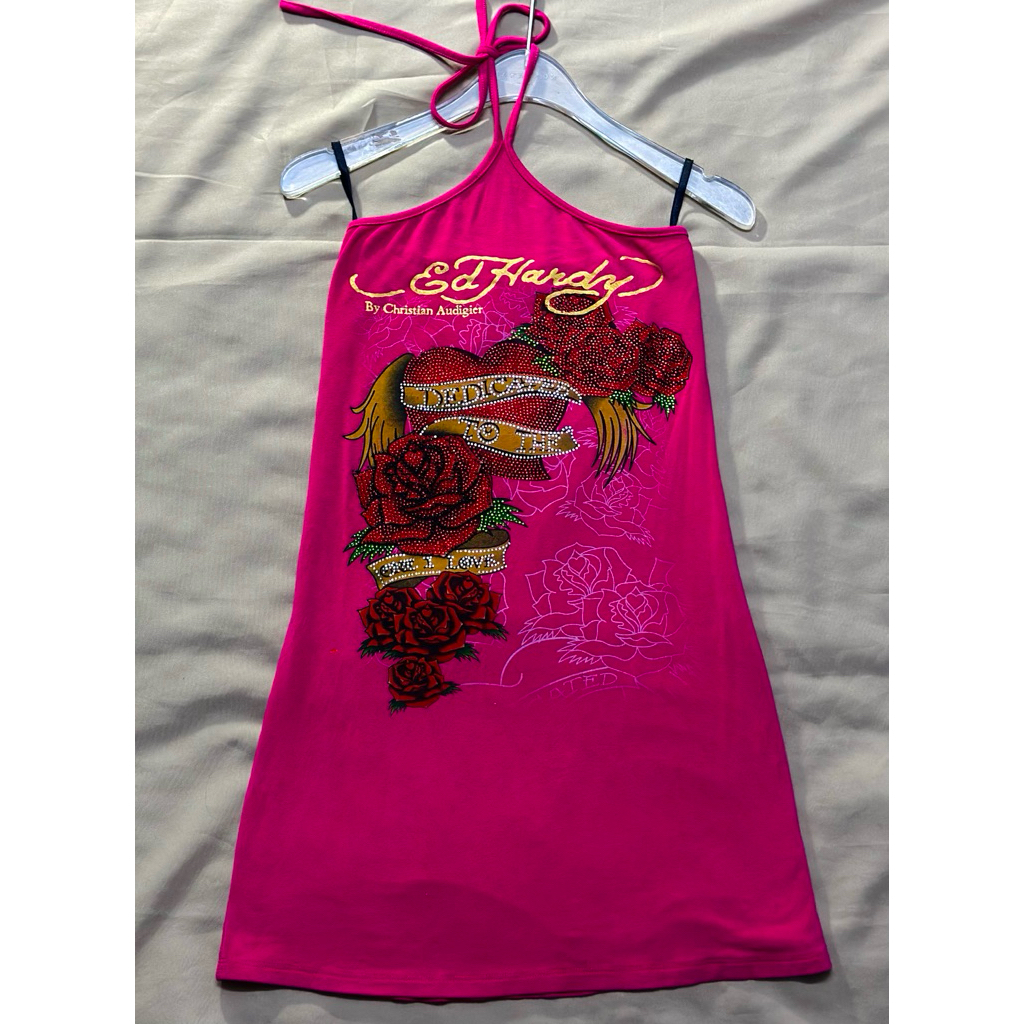 y2kเดรสคล้องคอ ed hardy มือสอง มือ2 หายาก