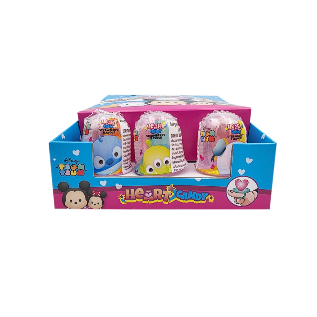 Disney ดิสนีย์ ฮาร์ท แคนดี้ สตรอเบอร์รี อมยิ้มกลิ่นสตรอเบอร์รี (Tsum Tsum Heart Candy Strawberry) ยกแพ็ค 12pcs by CPP