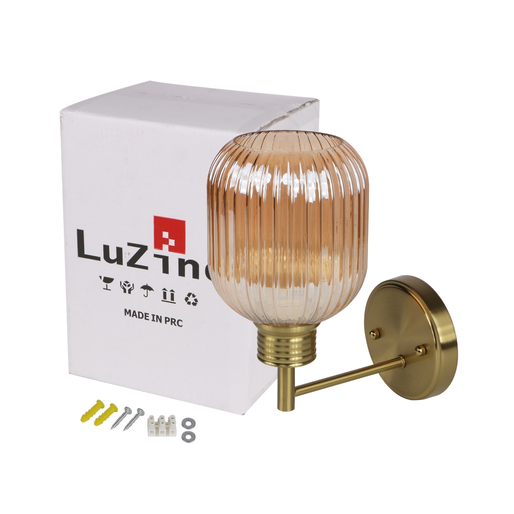 โคมไฟผนังแก้ว E27x1 LUZINO รุ่น FB90330AS-B-Amber สีแอมเบอร์ – ทอง ราคา ถูกที่สุด ดีลบีเคเค แกลเลอรีภาพที่ 6