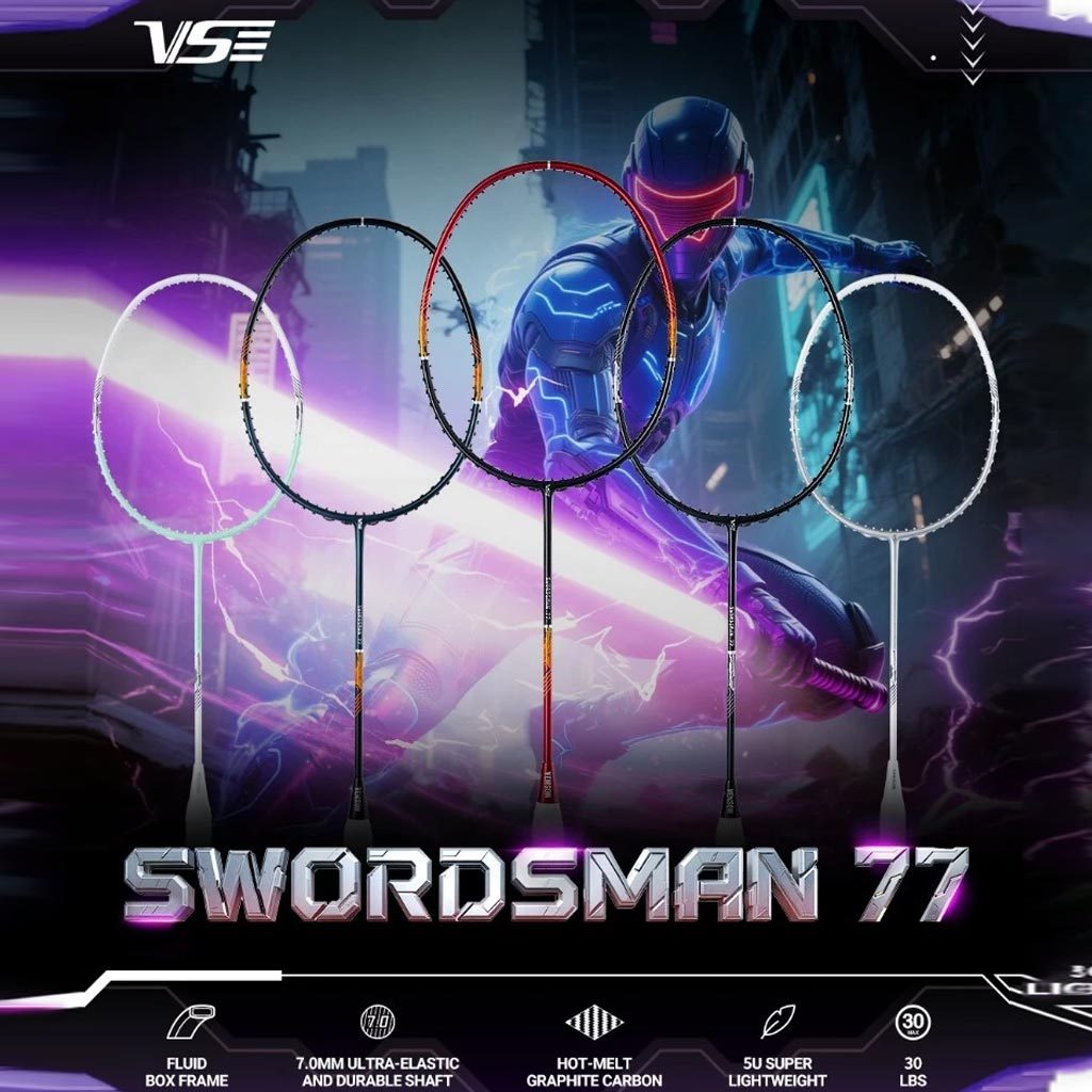 【 ของแท้ 💯% 】ไม้แบดมินตันวีเอส SWORDSMAN 77 แถม! เอ็น + กริ๊ป + ซอง (SWMAN77)