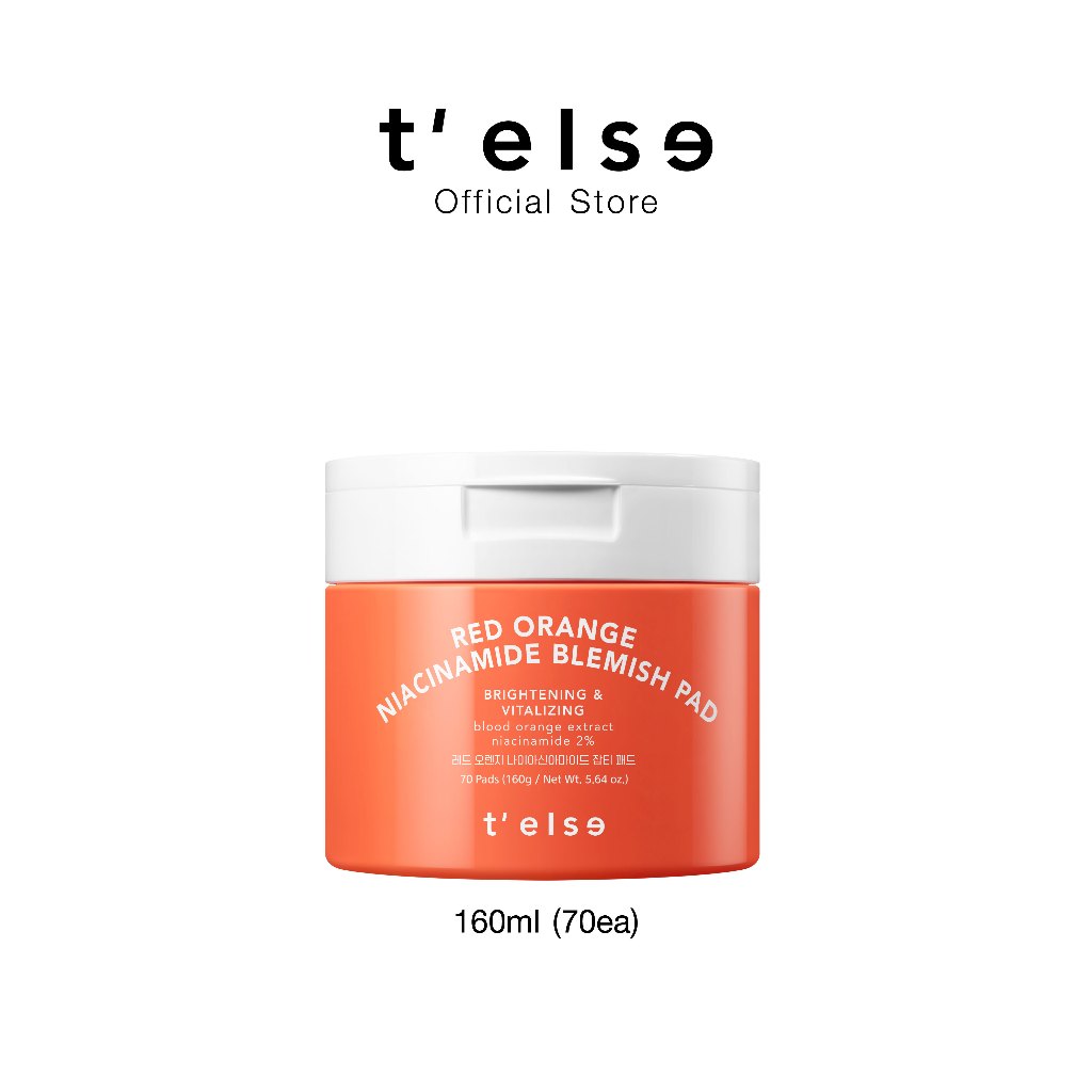 T'else Red Orange Niacinamide Blemish Pad 160 ml / 70 pads (วิตามินแพด ปรับผิวใสกลาสสกินใน 2 สัปดาห์)