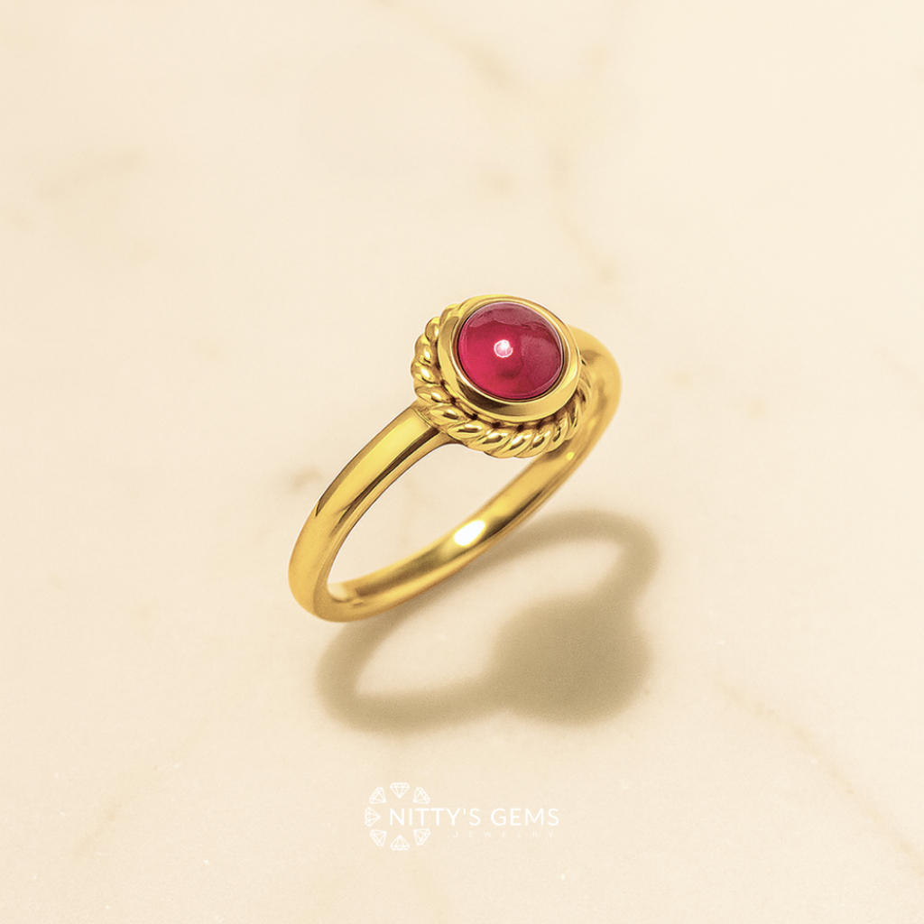 Nitty's Gems | แหวนงิน925 พลอยทับทิม ชุบทอง 18K