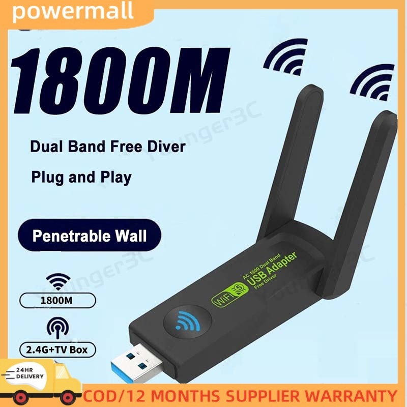 จริง 1800Mbps USB3.0 อะแดปเตอร์ Wifi 5G Dual Band Driver ฟรี USB Router Wifi การ์ดเครือข่าย TriBand Wifi Receiver Dongle