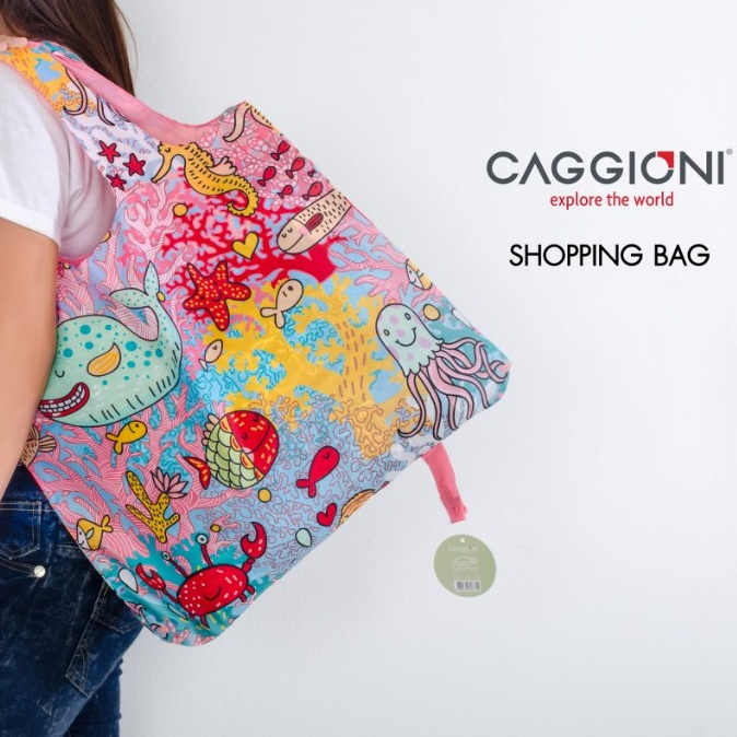 CAGGIONI : ถุงผ้าร่มพับได้ ถุงผ้าช็อปปิ้งกันน้ํา แบบพกพา เหมาะกับเดินชายหาด สําหรับซูเปอร์มาร์เก็ต ร้านขายของชํา - รูปที่ 2