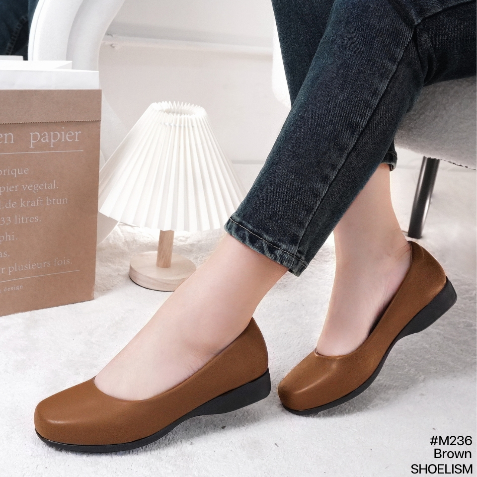 M236 #รองเท้าคัชชู โทนสีมินิมอล จับแมทช์ได้ง่ายเข้าได้กับทุกลุค ทรงหัวมน SHOELISM