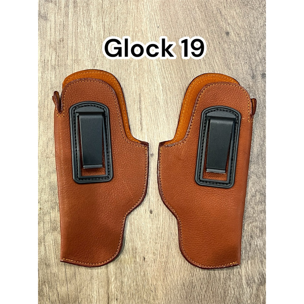 ซองพกใน G19 หนังแท้ หนังชามัวร์ซับในกำมะหยี่ งานพรีเมื่ยม มีทั้ง พกในซ้าย และ พกในขวา