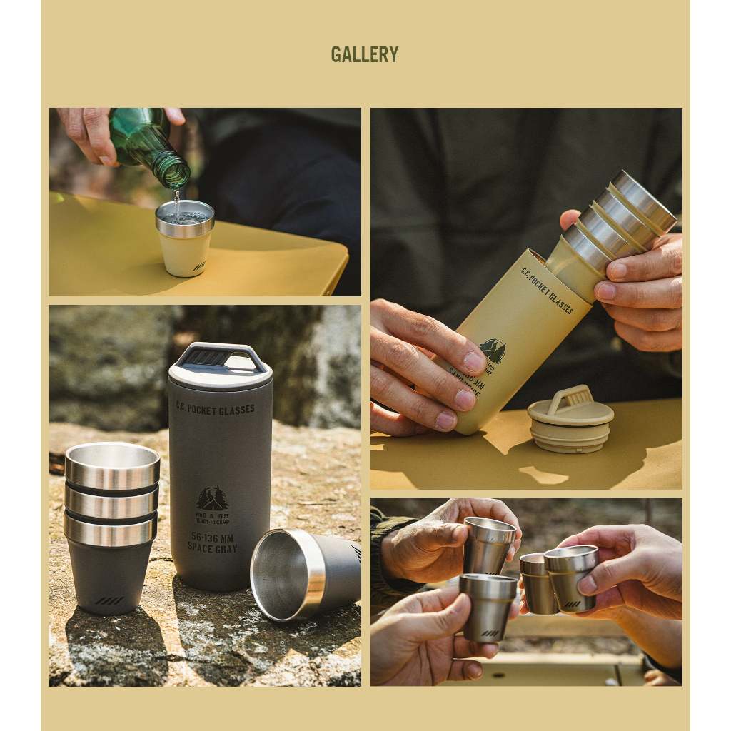 CARGO CONTAINER POCKET GLASS ชุดแก้ว สแตนเลส 4 ใบ และขวดเก็บ by Jeep Camping - รูปที่ 5