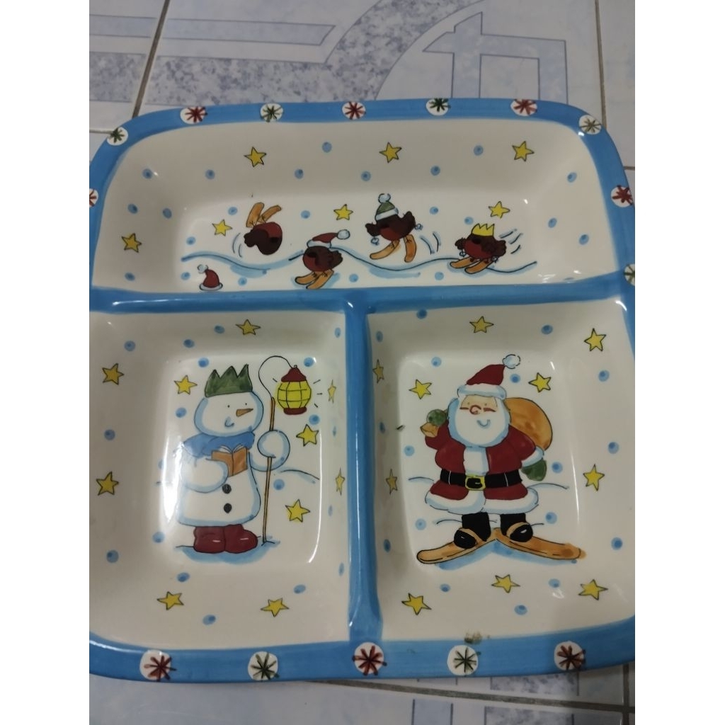 จานหลุมตุ๊กตาหิมะซานตาคลอสตราmark and spencer.