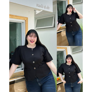 เสื้อสาวอวบแขนตุ๊กตาผ้าเปเป้รหัสB38