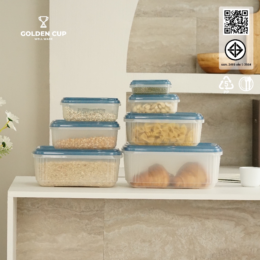 GOLDEN CUP ถูกที่สุด! กล่องข้าวกล่องถนอมอาหาร กล่องใส่อาหารเข้าไมโครเวฟได้ บอกวันหรือเวลาจัดเก็บได้