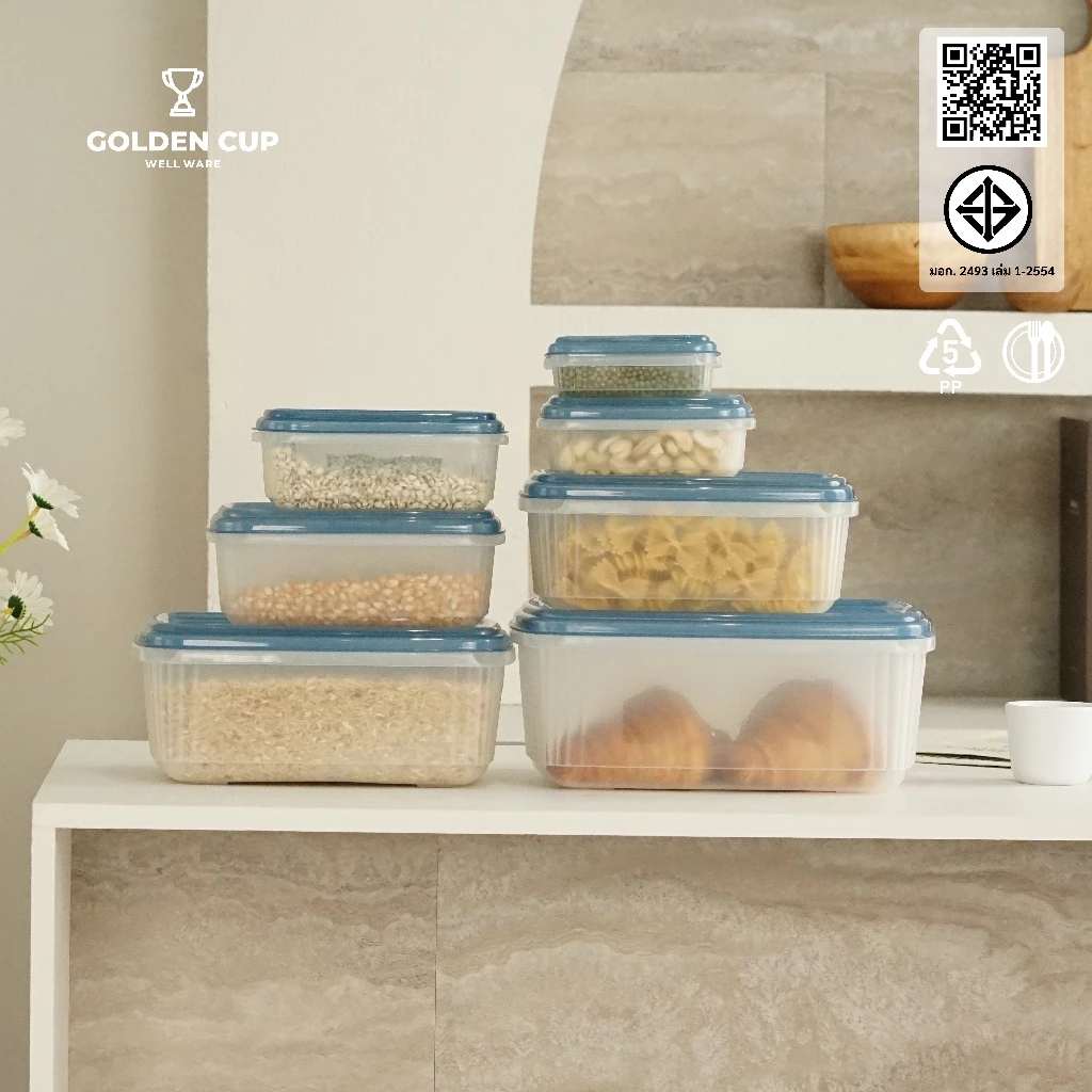 GOLDEN CUP ถูกที่สุด! กล่องข้าวกล่องถนอมอาหาร กล่องใส่อาหารเข้าไมโครเวฟได้ บอกวันหรือเวลาจัดเก็บได้