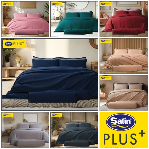 Satin Plus ผ้าปูที่นอนขนาด 3.5 5 6 ฟุต สีพื้น โรงแรม รีสอร์ท PS003 PS005 PS007 PS008 PS011 PS013 PS0