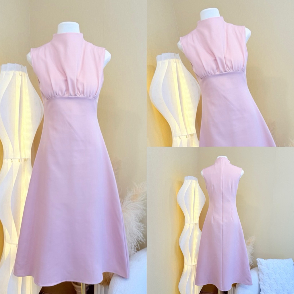 [LISA] A1107 ชุดเดรสกระโปรงยาวคอเต่าแขนกุดแต่งซิปซ่อนด้านหลัง ดีไซน์เรียบหรูผู้ดี ใส่ดินเนอร์ คาเฟ่ - รูปที่ 2