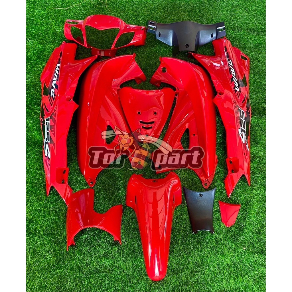 ชุดสี Wave125 s,r หน้าแหลม หัวเถิก (สีแดงล้วน)สติกเกอร์ลายแต่งสีแดง ชิ้นงานเกรดArm/Abs สีสวยมากก!!!