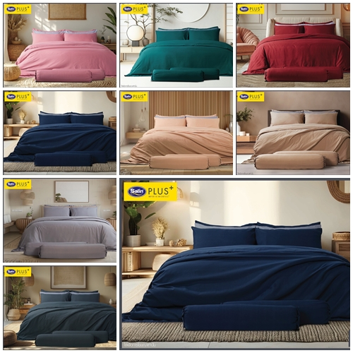 Satin Plus ผ้าปูที่นอน (ไม่รวมผ้านวม) 3.5 5 6 ฟุต สูง 13 นิ้ว สีพื้น PS005 PS008 PS013 PS007 PS025 P
