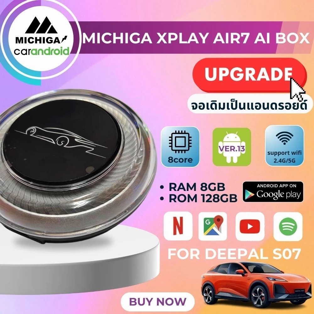 XPLAY 7 AIR MICHIGA กล่อง Android BOX Carplayไร้สาย RAM 8GB ROM 128GB ใส่ SIM 4G