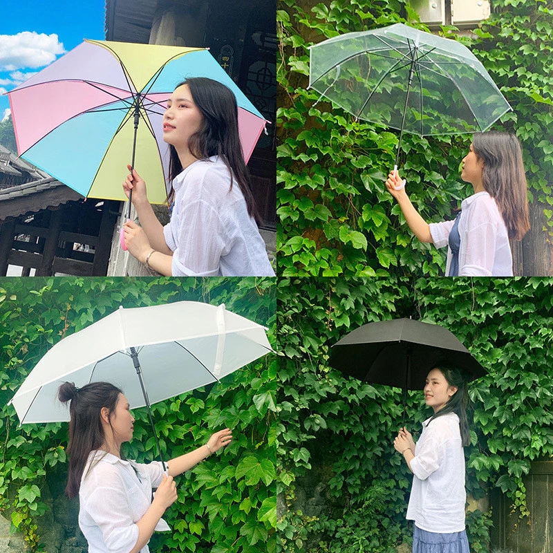 (ร่ม 10 คัน)ถูกสุดๆ ลดกระหน่ำ!! ร่ม กันฝน แฟชั่น ยาวเรนโบว์สีพา เเบบใส เนื้อร่มโปร่งแสง คละสี คุณภาพดีราคาถูก - รูปที่ 3