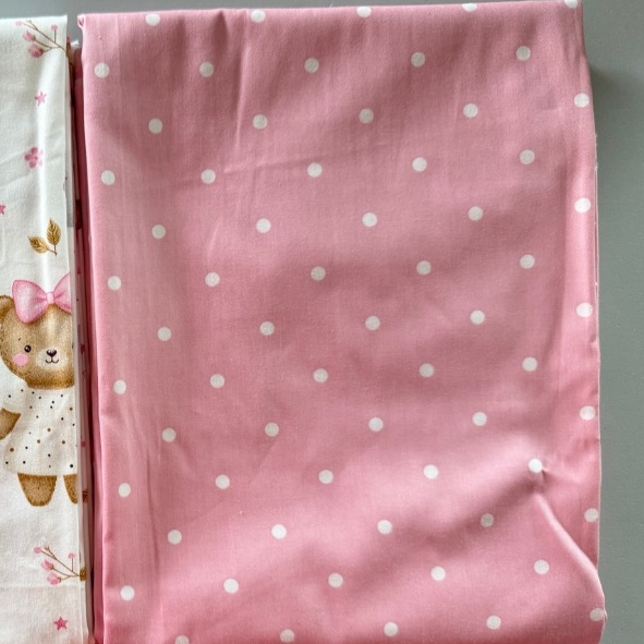 ผ้าคอตตอน 100% คอตตอนทอทวิล ผ้าเมตร ตัดขายเป็นเมตร ผ้าหน้ากว้าง 1.6 เมตร พิมพ์ลาย Bear cute