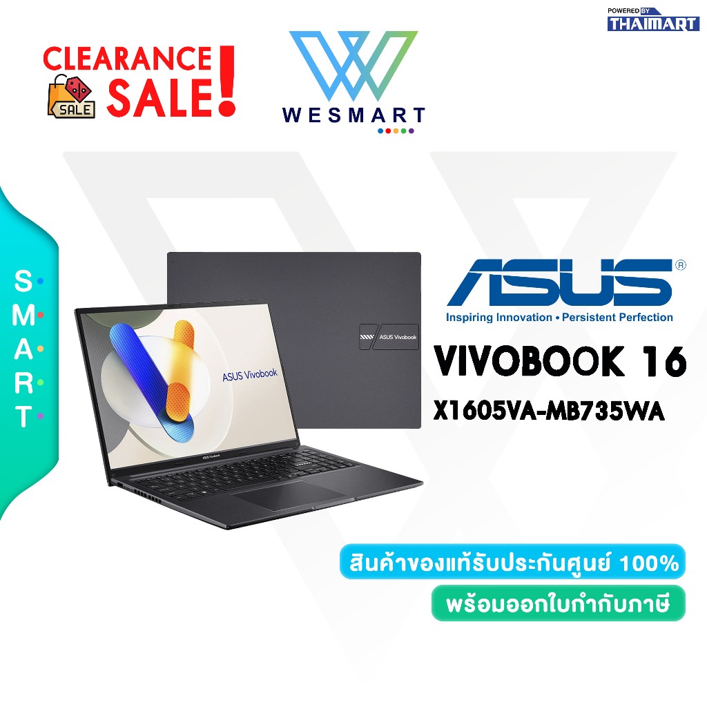 (Clearance) ASUS NOTEBOOK (โน๊ตบุ๊ค) Vivobook 16 X1605VA-MB735WA : DEMO สินค้าตัวโชว์/ประกันศูนย์ AS