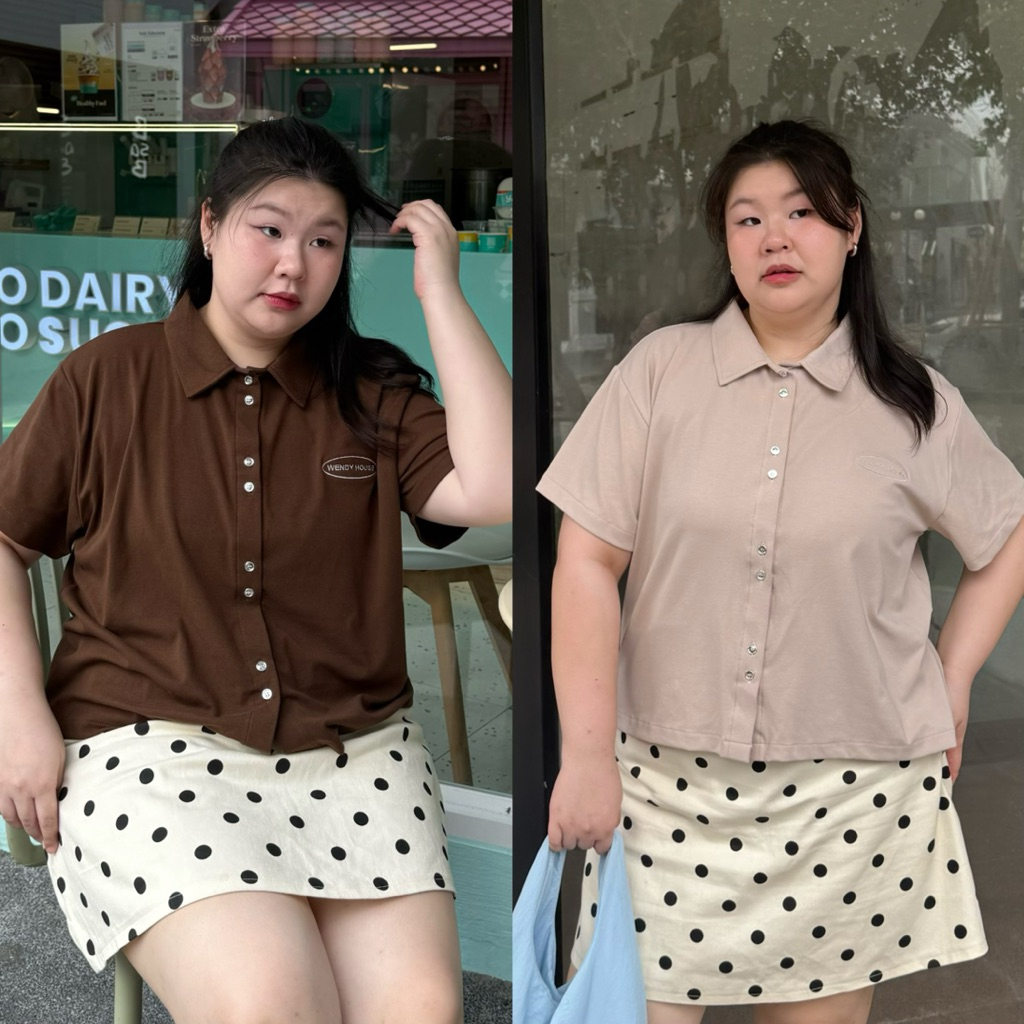 Button Mood Shirt เสื้อเชิ้ตผ้ายืดกระดุมคู่  Wendystore19