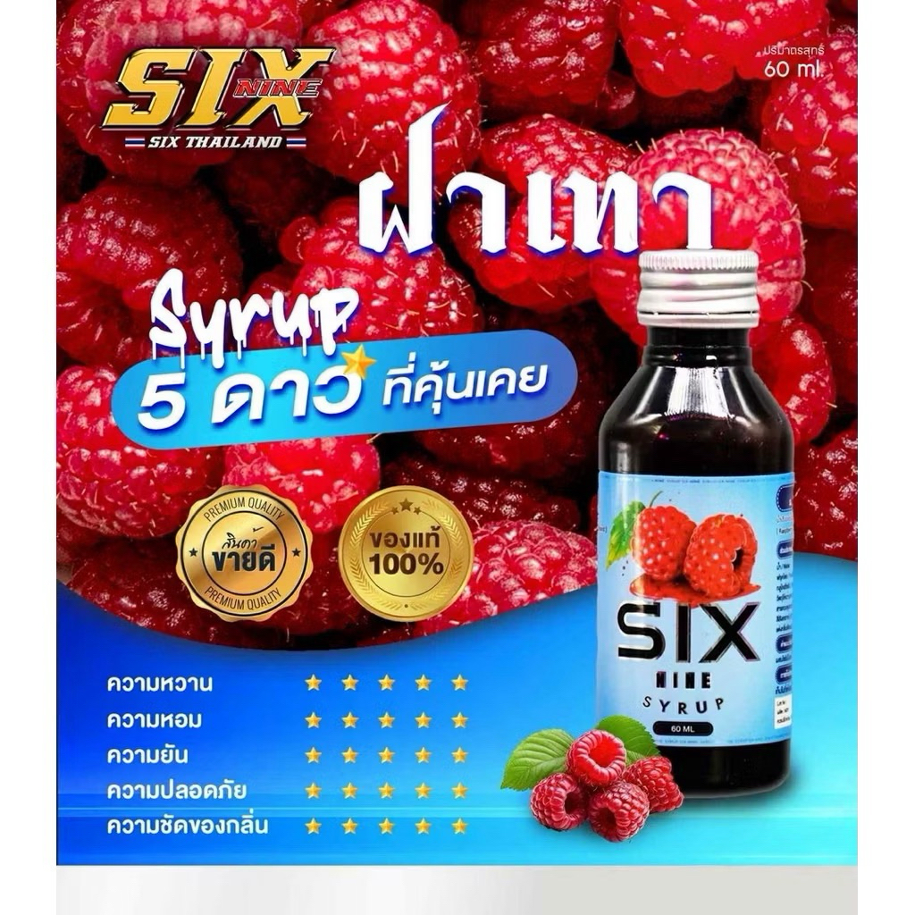 Six nine ไชรัป 69 (ยกลัง200ขวด)เทา