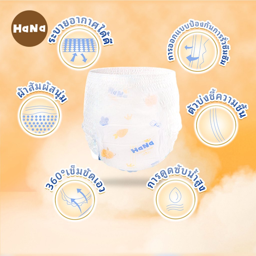HaNa กางเกงผ้าอ้อมเด็ก ผ้าอ้อมเด็ก NB-XXXL 100pcs/2 pack BABY DIAPERS PANTS - รูปที่ 2