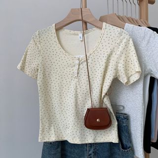 Y6Y - เสื้อยืดลายดอกไม้สไตล์เรโทรสุดน่ารักและมีสไตล์ เสื้อยื…