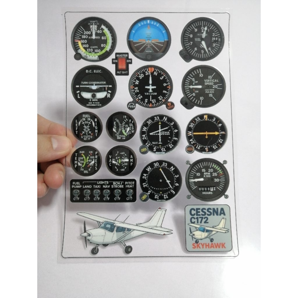 สติ๊กเกอร์ หน้าปัด Panel เครื่องบิน Cessna C172 Skyhawk UV DTF Sticker