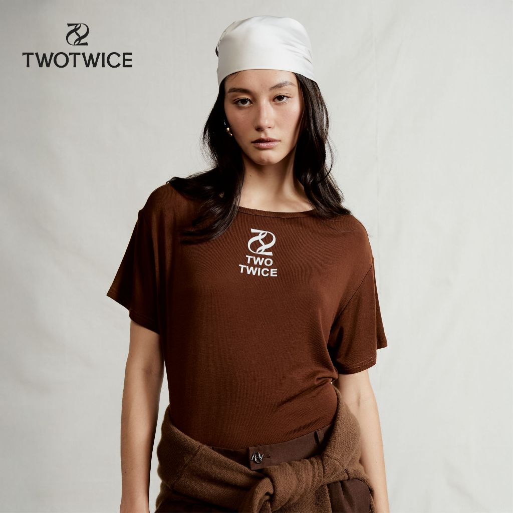 Twotwice – Ultra Soft Tee Brown tone ใส่ได้สองด้าน เส้นใยธรรมชาติ 96% นุ่มสบาย ได้รับการรับรองความปลอดภัย อ่อนโยนต่อผิว
