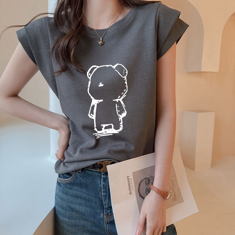 เสื้อแขนกุดผู้หญิงทำงาน กําลังฮิตใหม่ล่าสุด oversize เสื้อผ้าสาวอวบน่ารัก เสื้อยืดแขนสองชั้นแฟชั่นมาใหม่สวยๆ สตรีทวินเทจ