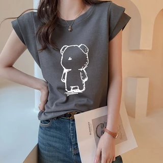 เสื้อแขนกุดผู้หญิงทำงาน กําลังฮิตใหม่ล่าสุด oversize เสื้อผ้าสาวอวบน่ารัก เสื้อยืดแขนสองชั้นแฟชั่นมาใหม่สวยๆ สตรีทวินเทจ