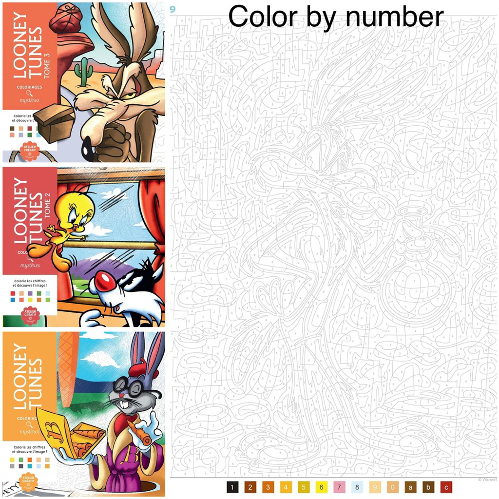 พร้อมส่ง สมุดระบายสีตามตัวเลข Looney Tunes เล่ม 1,2&3 Color by number ฟรีปกใสห่อสมุด ของแท้นำเข้าจากยุโรป
