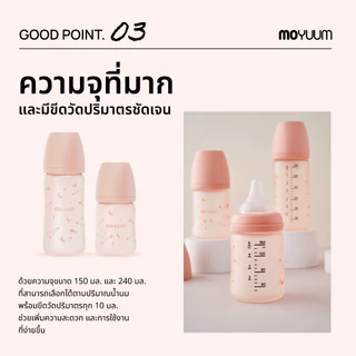 MOYUUM ขวดนมแก้วเคลือบซิลิโคน โมยูม ALL IN ONE ขนาด 150ML (ลาย Twinkle) พร้อมจุก Stage1 สำหรับ 0-3 เดือน