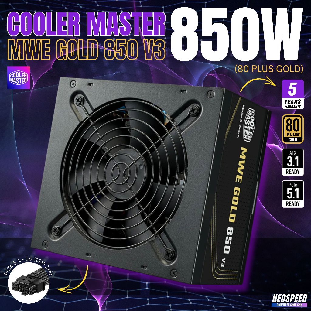 POWER SUPPLY COOLER MASTER MWE GOLD 850 V3 - 850W 80 PLUS GOLD BLACK ATX