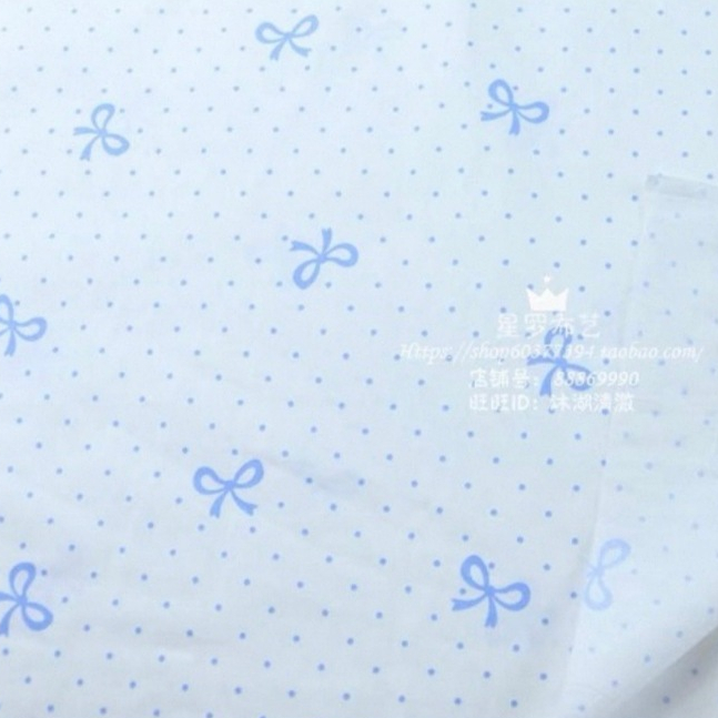 ผ้าคอตตอน 100% คอตตอนทอทวิล ผ้าเมตร ตัดขายเป็นเมตร ผ้าหน้ากว้าง 1.6 เมตร ลายโบว์จุด