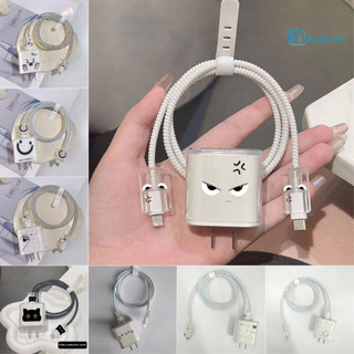 5In1 ฝาครอบป้องกันสายชาร์จ Charger Protecto เคสป้องกันสายเคเบิลข้อมูลแมวน่ารัก เคสแบบนิ่มสำหรับชาร์จ เหมาะสำหรับIP18/20W