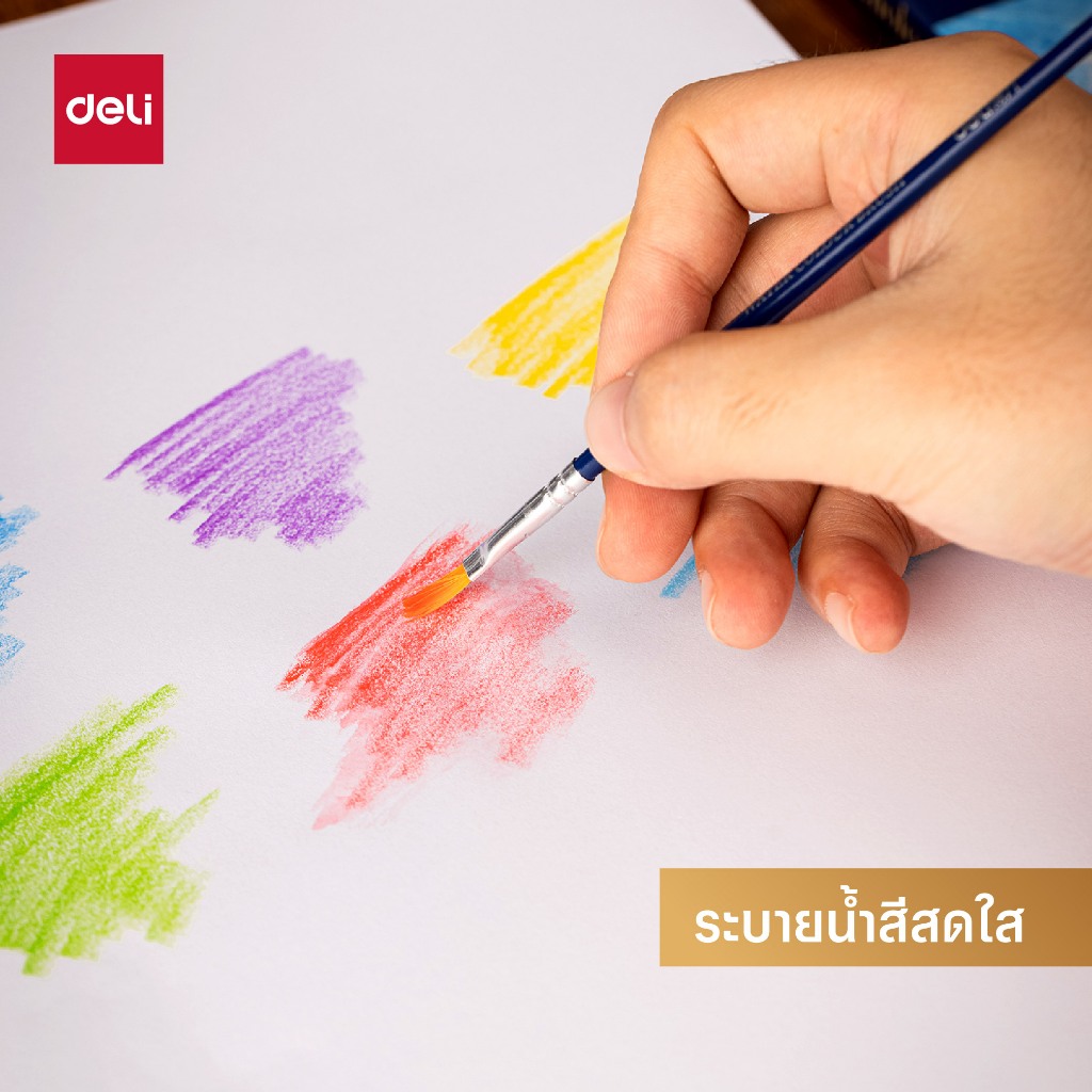 Deli Finenolo ดินสอสีไม้ ระบายน้ำได้ ด้ามจับ 6 เหลี่ยม ชุด 12/24 สี Color Pencils จำหน่าย 1 ชุด - รูปที่ 3