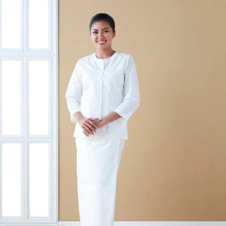 ชุดขาว ชุดปฏิบัติธรรมรุ่นอารียา Daranee Areeya สวยงาม ตามแบบฆราวาสผู้ทรงศีล