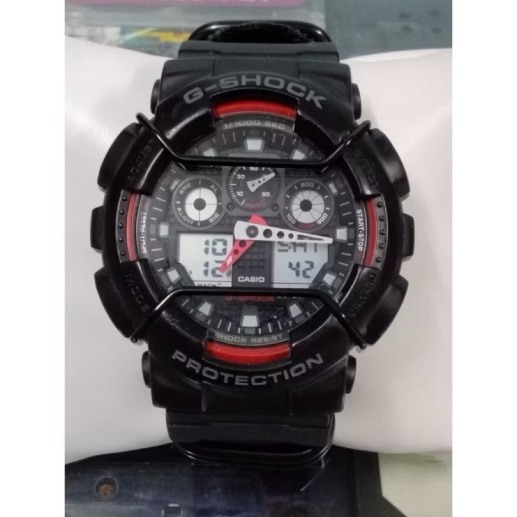 นาฬิกามือสอง g shock สองระบบ รุ่น ga-100 ระบบดิจิตอล และเข็ม  สภาพดี เครื่องทำงานปกติเสียงมี ไฟมา