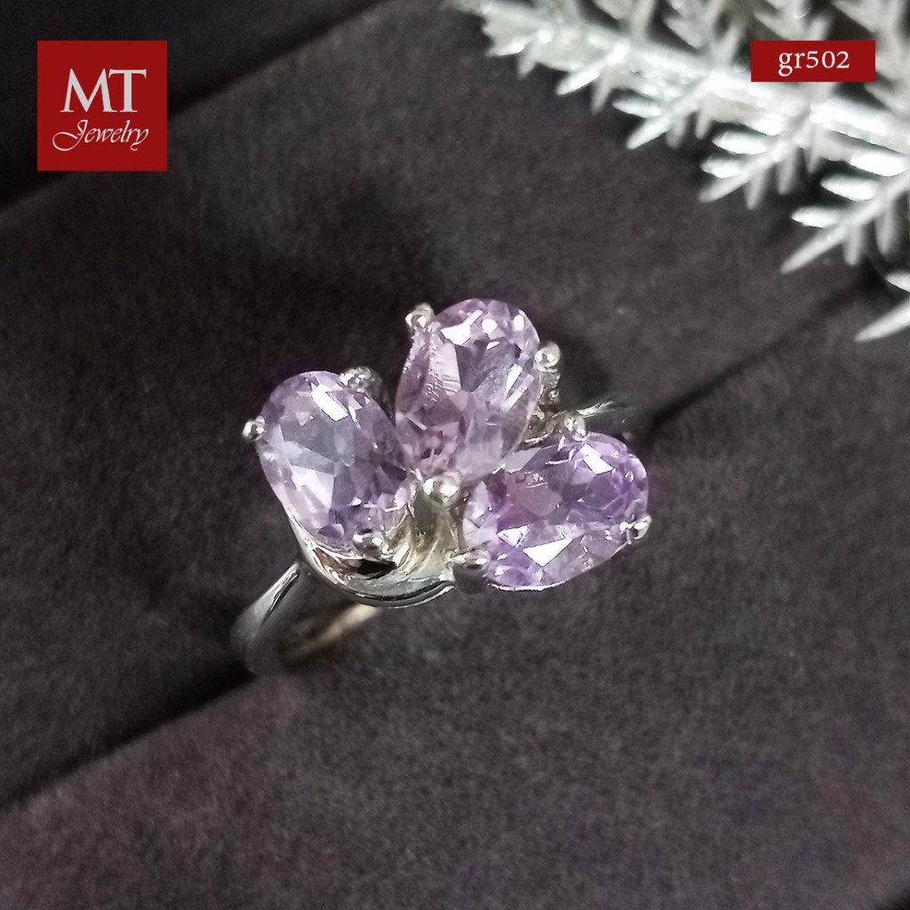 MT  แหวนพลอยแท้ อเมทิสต์ สีม่วง Gemstone Amethyst Ring (gr502) ไซส์ 54 57 60  มณีธารา MT Jewelry