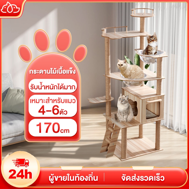【พร้อมส่ง】คอนโดแมว สูง 147CM แบบไม้ เหมาะสำหรับเลี้ยงน้องแมว 4-6ตัว บ้านแมว คอนโดแมวไม้ ของเล่นแมว