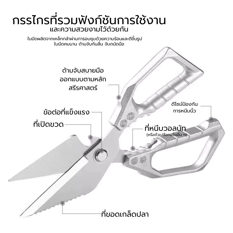 กรรไกรทำครัว มีดกรรไกร รุ่น Clever Cutter หันผลไม้ กรรไกรหั่นผักอเนกประสงค์ 3in1 อุปกรณ์ทำอาหาร Kitchen Z0182 thumbnail 9